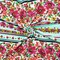 Teal-Red-Multi Poly Floral Stripe Print Liverpool Double Knit Fabric By the Yard